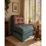 Pufymax Comfy Plus Yeni Nesil Bohem Tekli Koltuk,yataklı Katlanır Berjer,yer Yatağı, Modüler Yapı 75X75|85CM - Yeşil Desenli