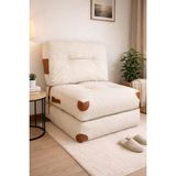 Pufymax Comfy Yeni Nesil Bohem Tekli Koltuk,yataklı Katlanır Berjer,Yer yatağı,modüler yapı 75x75 |85cm - Krem - Kahve
