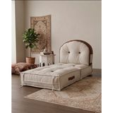 Pufymax Comfy Zen Oval Yeni Nesil Bohem Tekli Koltuk,yataklı Katlanır Berjer,yer Yatağı, Modüler Yapı 75X75|90 cm - Krem