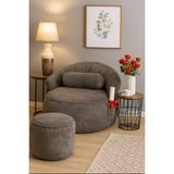 Pufymax Cozy Tv Koltuğu,ayakuçlu Puf,dinlenme Koltuğu,Legom puf koltuk,yıkanabilir Kılıflı(gri) - 02 - Gri - 90 x 75