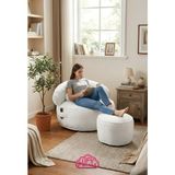 Pufymax Cozy Tv Koltuğu,ayakuçlu Puf,dinlenme Koltuğu,uzanma Koltuğu,Legom puf koltuk,yıkanabilir Kılıflı HEDİYELİ - 90 x 75 - Krem