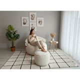Pufymax Cozy Tv Koltuğu,ayakuçlu Puf,dinlenme Koltuğu,uzanma Koltuğu,Legom puf koltuk,yıkanabilir Kılıflı (Krem) - 90 x 75