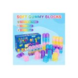 Pufypompom Magic Gummy Blocks - 40 Parça Yumuşak Dokulu Eğitici Bloklar - Toksik Olmayan, Yıkanabilir Çocuk Oyun Seti