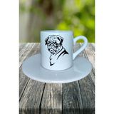 Pug Doberman Köpek Baskılı Türk Kahvesi Fincanı Tabaklı Kişiye Özel Model 15