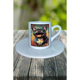 Pug Doberman Köpek Baskılı Türk Kahvesi Fincanı Tabaklı Kişiye Özel Model 2