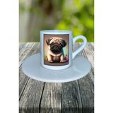 Pug Doberman Köpek Baskılı Türk Kahvesi Fincanı Tabaklı Kişiye Özel Model 3