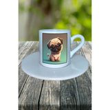 Pug Doberman Köpek Baskılı Türk Kahvesi Fincanı Tabaklı Kişiye Özel Model 4