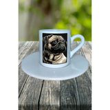 Pug Doberman Köpek Baskılı Türk Kahvesi Fincanı Tabaklı Kişiye Özel Model 5
