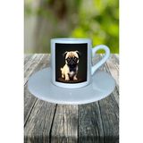 Pug Doberman Köpek Baskılı Türk Kahvesi Fincanı Tabaklı Kişiye Özel Model 6