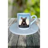 Pug Doberman Köpek Baskılı Türk Kahvesi Fincanı Tabaklı Kişiye Özel Model 7