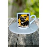 Pug Doberman Köpek Baskılı Türk Kahvesi Fincanı Tabaklı Kişiye Özel Model 8