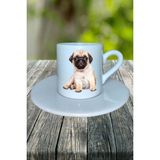 Pug Doberman Köpek Baskılı Türk Kahvesi Fincanı Tabaklı Kişiye Özel Model 9