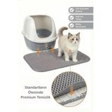Pugalo CleanPaw Premium Kedi Tuvalet Önü Paspası, Çift Katmanlı Kedi Kumu Toplayıcı, Geniş Delikli, Kolay Temizlenir (Gri, 50 x 75)