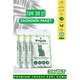 PUGALO Ekonomik Paket 3x10LT Tozsuz Naturel Premium Koku Hapseden Topaklanan Kedi Kumu 30LT
