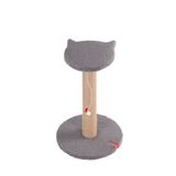 Pugalo Stepli Kedi Yüzlü Platform Tırmalama Tahtası, Gri Peluş Kaplı, Sisal İpli, Oyuncaklı (Antrasit)
