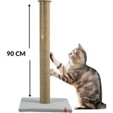 Pugalo Tırmalama Pugalo Catnipli Büyük Kedi Tırmalama Tahtası 90 cm Gri Renk Doğal Jüt Malzeme ile Tasarlandı