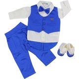 Pugi Baby 2036 Erkek Bebek Klasik Yaka Yelekli Mevlüt Takımı - Saks Mavi - 0 - 3 Ay