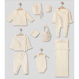 Pugi Baby Çiçek Nakışlı 10’lu Kız Bebek Hastane Çıkış Seti - Bej - 0 - 3 Ay