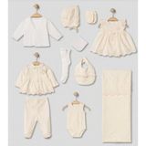 Pugi Baby Dantel Detaylı 10’lu Kız Bebek Hastane Çıkış Seti - Bej - 0 - 3 Ay
