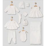Pugi Baby Dantel Detaylı 10’lu Kız Bebek Hastane Çıkış Seti - Beyaz - 0 - 3 Ay