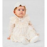 Pugi Baby Kız Bebek Şık Dantelli Mevlüt / Özel Gün Elbisesi - 0 - 3 Ay - Bej*005