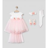 Pugi Baby Kız Bebek Şık Dantelli Mevlüt / Özel Gün Elbisesi - 0 - 3 Ay - Pembe
