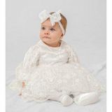 Pugi Baby Kız Bebek Şık Dantelli Mevlüt / Özel Gün Elbisesi - 3 - 6 Ay - Ekru