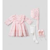 Pugi Baby Kız Bebek Şık Dantelli Mevlüt / Özel Gün Elbisesi - 3 - 6 Ay - Pembe
