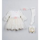 Pugi Baby Kız Bebek Şık Dantelli Mevlüt / Özel Gün Elbisesi