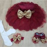Pugi Baby Paletli Mevlüt Elbisesi - 476-Bordo - 0 - 3 Ay