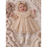 Pugi Baby Pugi Kız Bebek Abiye Mevlüt Elbisesi 4021 - Krem - 3 - 6 Ay