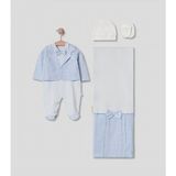 Pugi Baby Yenidoğan Hastane Çıkışı, Mevlüt Takımı 4'lü Bebek Seti (Tulum, Şapka, Eldiven, Battaniye) - Mavi - 0 - 3 Ay