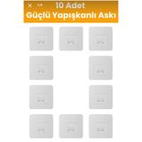 PUHALA HOUSE Yedek 10 Adet Yapışkanlı Sticker Kendinden Yapışkanlı Kancalı Yapışkan banyo rafı Su Geçirmez Askı
