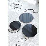 Puklife 3'lü Siyah Yuvarlak Sehpa Temperli Cam