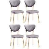 Puklife 4 Adet Ecrin Mutfak/ Salon/ Balkon Sandalyesi Gold Metal Ayak Gri Sırt Baby Face kumaş