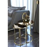Puklife Ceylin 2'li Gold Zigon Sehpa , Bronz Aynalı