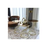 Puklife Modern Kuğu 3lü Zigon Sehpa Takımı Gold Ayak Bronz Ayna