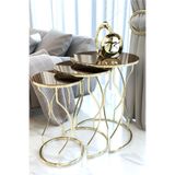 Puklife Rüya 3lü Zigon Sehpa Gold Ayak - Bronz Ayna