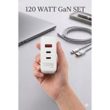 pukotech 120W 3 Port Çoklu Şarj Adaptörü Hızlı Şarj Adaptör Kablo Set Garantili Yeni Nesil Şarj Teknolojisi