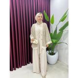 Pul Payet Detaylı Tilda Kumaş Tesettürlü Üçlü Takım – Bej & Siyah & Kahve TS-PAYETTKM-01