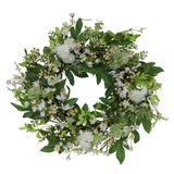 Puleo International 24" Yapay Papatya Bahar Karışık Çiçek Çelenk, Beyaz, Yeşil, (305-DW0622-24)