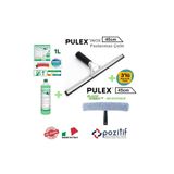pulex Profesyonel Ev ve İş yeri Cam Tem. Seti - 45cm İnox Camçek + Mikrofiber Peluş Takım + Cam Deterjanı