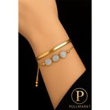 pullmarkt 2 li set - Asansörlü Taşlı Bileklik + Ajda bilezik