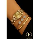 pullmarkt 3lü Set - 1 Adet Ajda Bilezik + 1 Adet Asansörlü Bileklik + 1 Adet Kare Minimal Kadın Kol Saati