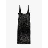 Pullu Payetli Kolsuz U Yaka Midi Slim Fit Abiye Elbise