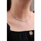 Pullu Tasarım Choker Gümüş Kolye 6586