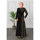 Pullu Tesettür Balık Abiye Elbise 2777 - Siyah - 42