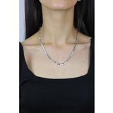Pullu Zirkon Taşlı Rodyumlu Gümüş Kolye 7264