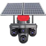 Pulnix 4 Kameralı Solar Kamera 4g Solar Kamera Aov Teknolojisi 7/24 Sürekli Kayıt - Gri - Siyah
