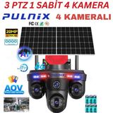 Pulnix PLX-6015 Ipc 4 Kameralı 3 Ptz 4g Solar Kamera App: V-Kam - Siyah
